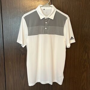 Mens Adidas golf polo, small, white and gray